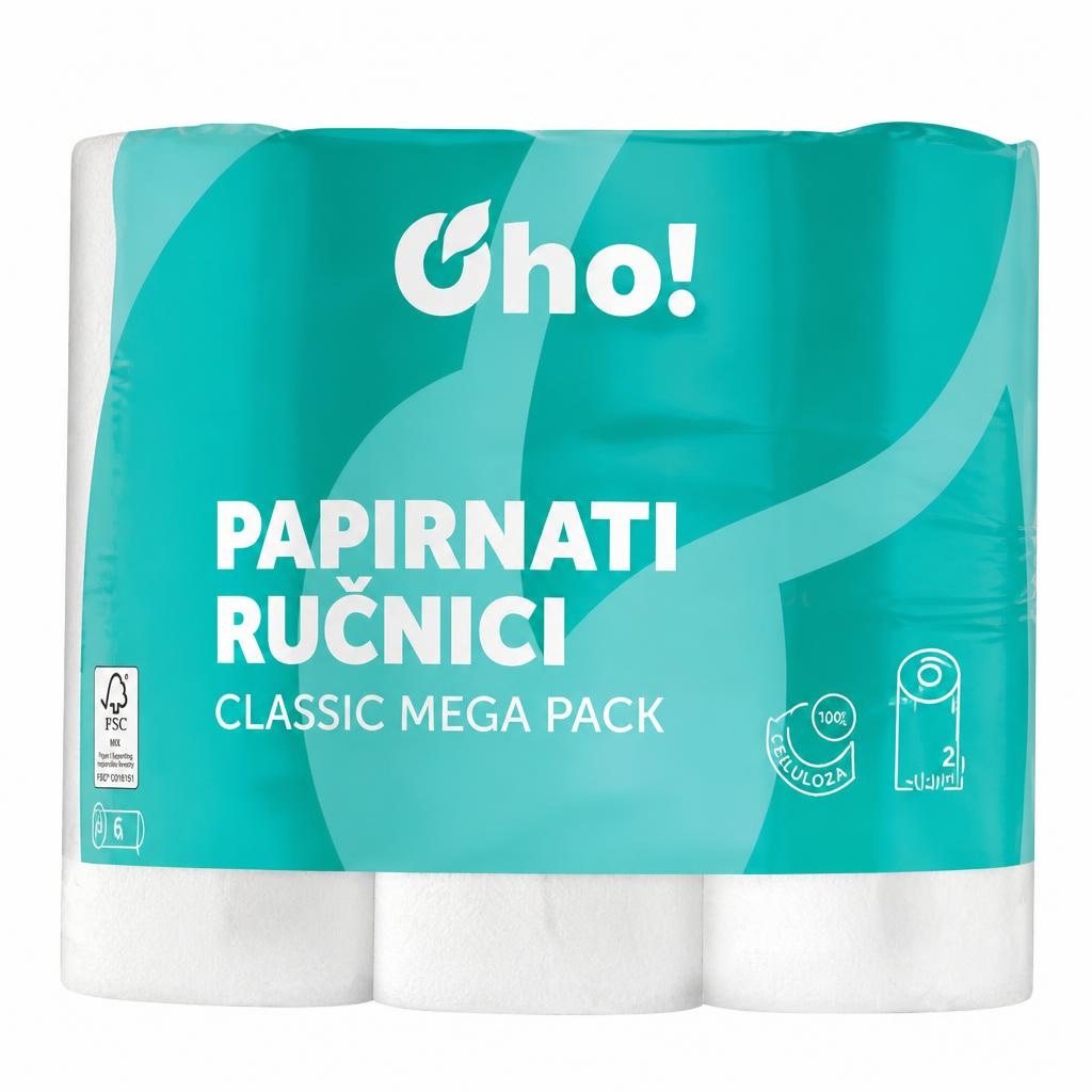Oho! Papirnati ručnici 6 rola Akcija u trgovini Plodine