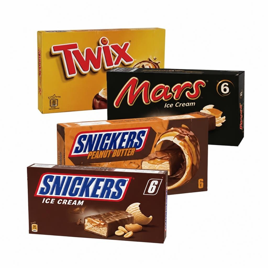 Multipack sladoled Snickers, Snickers Creamy, Mars, Twix 6 kom Akcija u trgovini Konzum