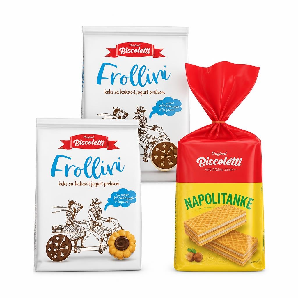 Biscoletti Keksi i napolitanke 700 - 750 g - Akcija u trgovini Plodine