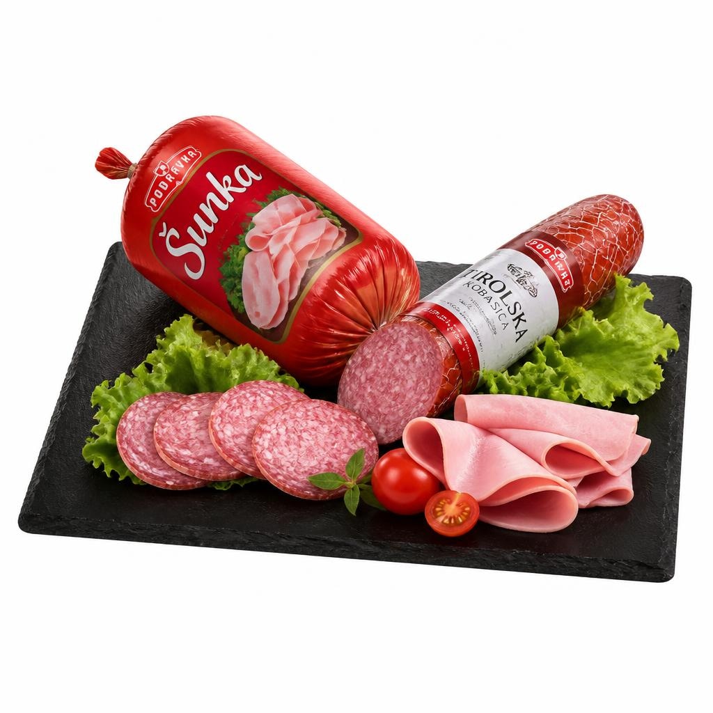 Podravka Šunka u ovitku ili Tiroska kobasica 100 g Akcija u trgovini Tommy
