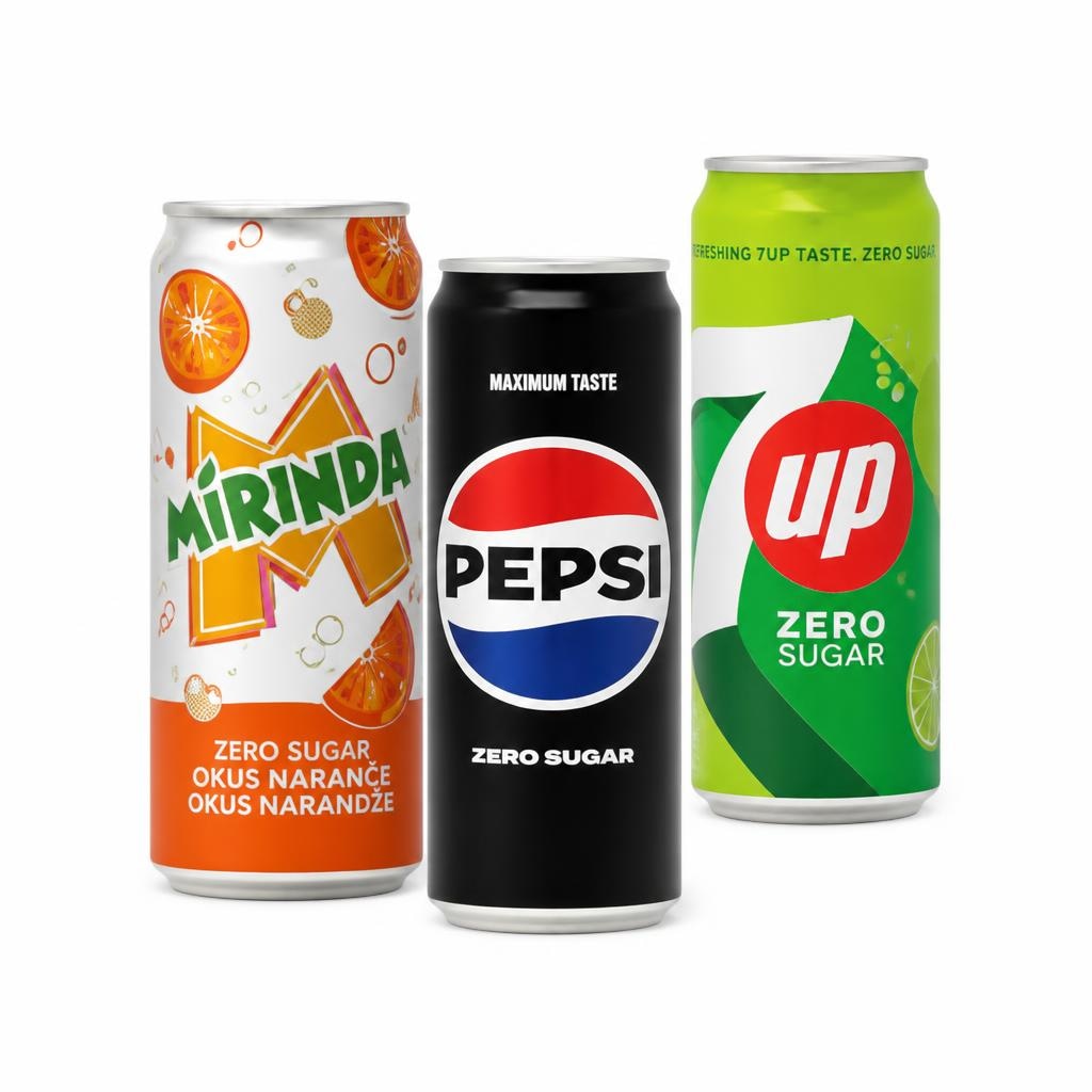 Pepsi, Mirinda ili 7UP gazirani sok 0,33 l Pepsi, Mirinda, 7up Akcija u trgovini Plodine
