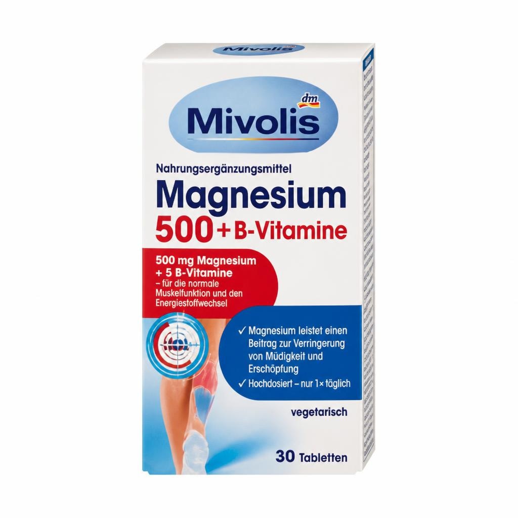 Mivolis tablete magnezij 500 + vitamini B skupine 30 kom. Akcija u trgovini Dm