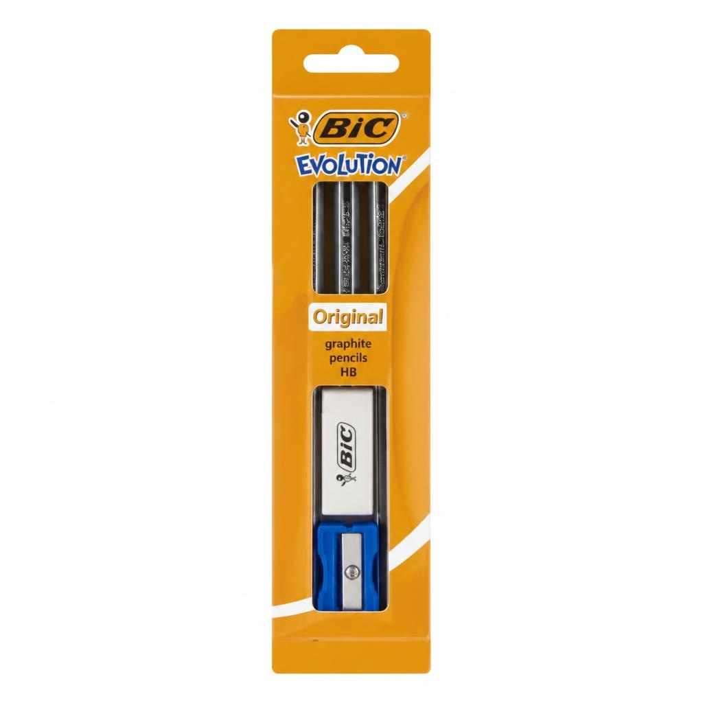 Grafitne olovke HB + gumica + šiljilo 1 set BIC Akcija u trgovini Konzum