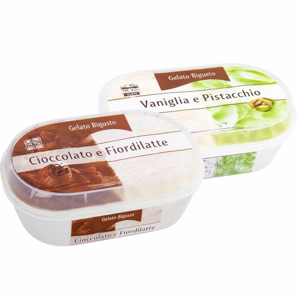Gelato Bigusto Sladoled pistacija i vanilija/čokolada i mliječna krema 500 g - Akcija u trgovini Eurospin