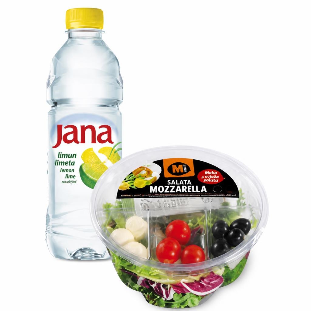 Minute salata Mozzarella + Jana voda 170g + 0,5l Akcija u trgovini Konzum
