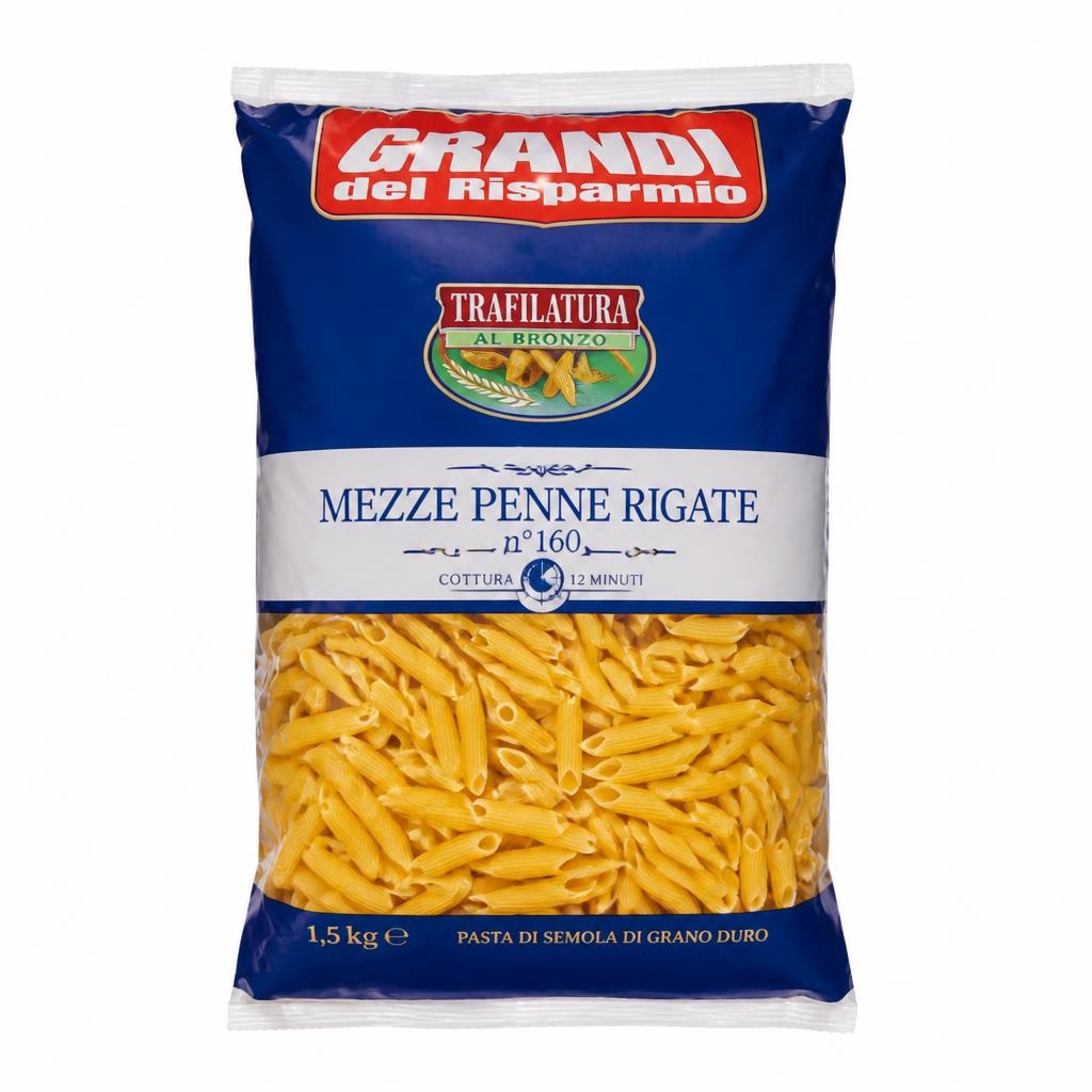 Grandi del Risparmio tjestenina Mezze Penne Rigate/Spaghetti 1.5 kg Akcija u trgovini Eurospin