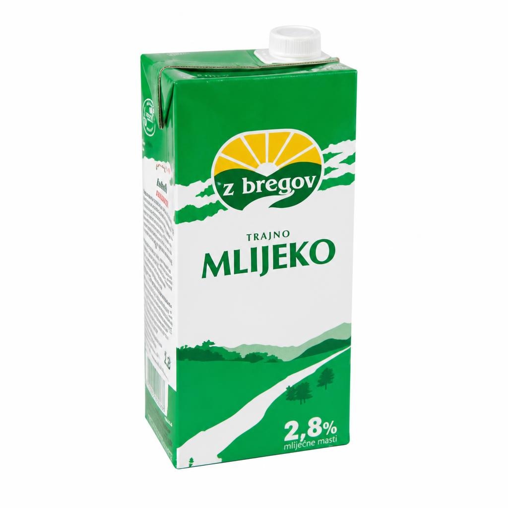 Trajno mlijeko 'Z Bregov 2 L Vindija Akcija u trgovini Spar