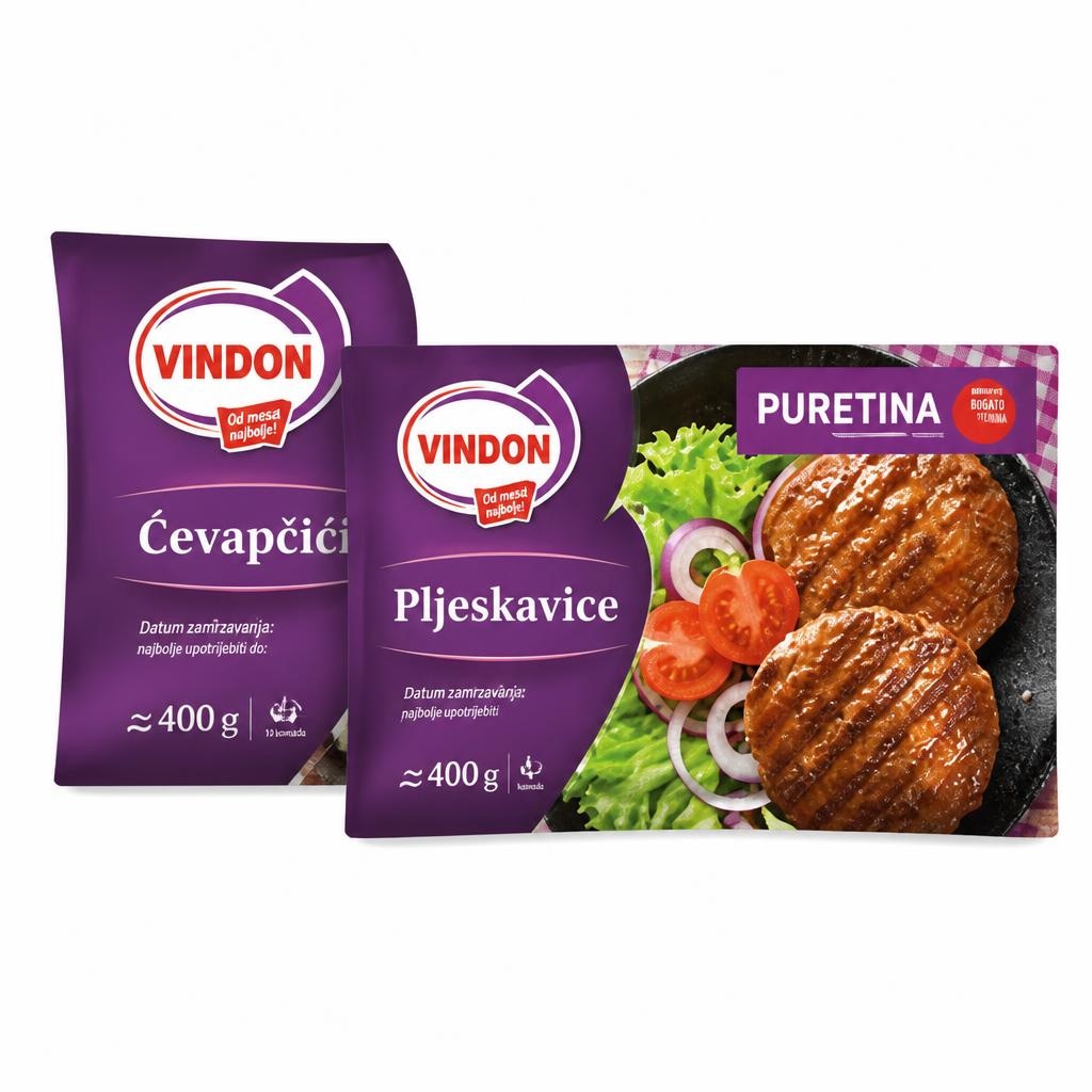 Pureći ćevapčići ili pljeskavice Vindon 400 g Akcija u trgovini KTC