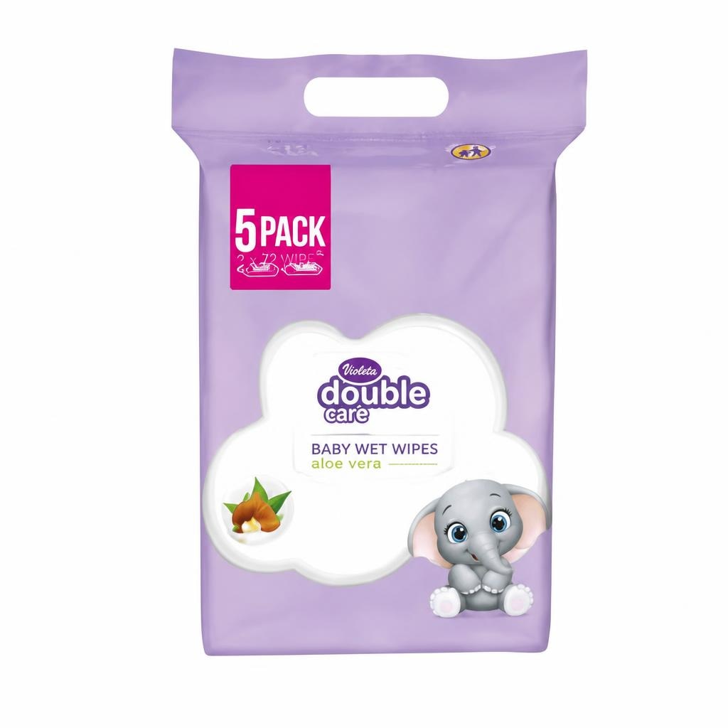 Double Care, Violeta Dječje vlažne maramice 5 x 56 kom Akcija u trgovini Tommy