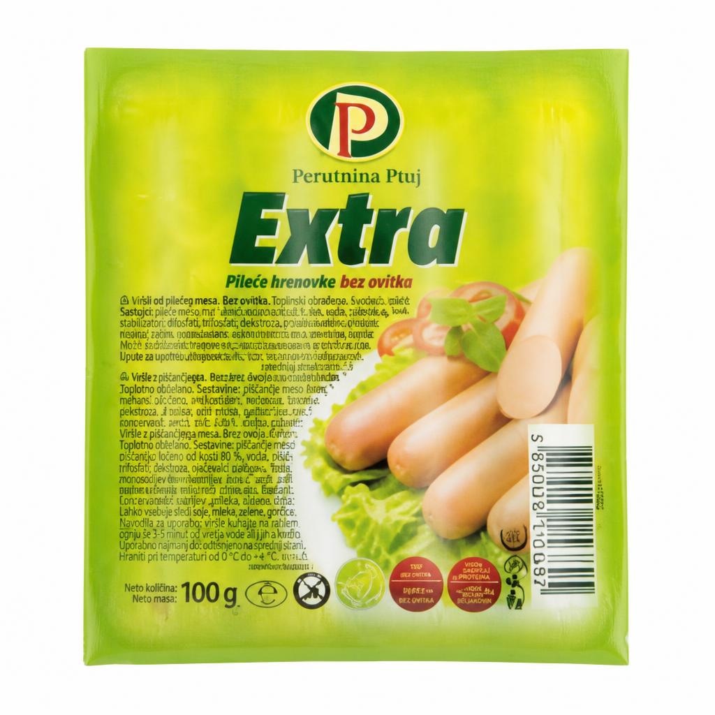 Perutnina Ptuj hrenovke pileće Extra 100 g Akcija u trgovini KTC
