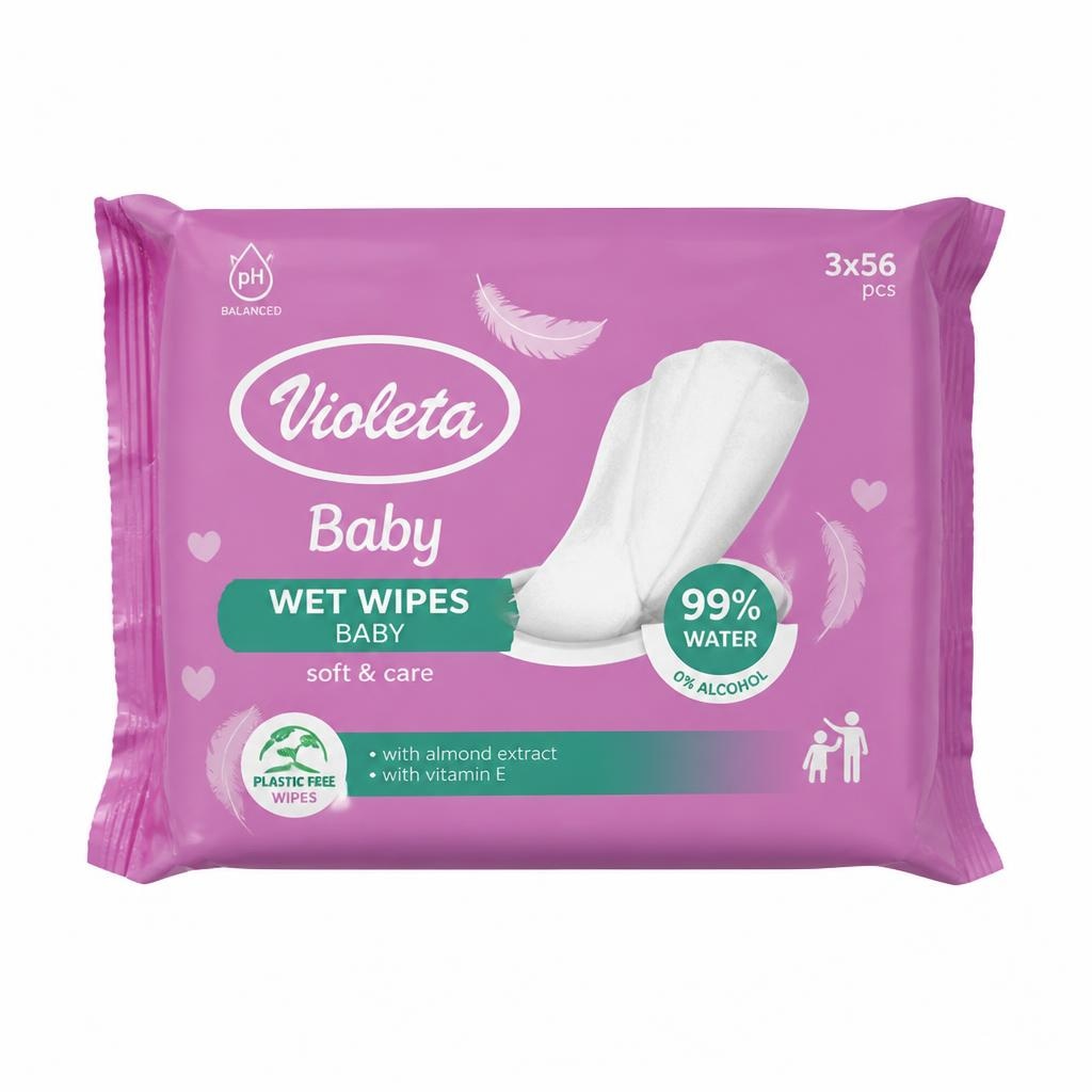 Violeta Baby vlažne maramice 3 x 56 listića Akcija u trgovini Lidl