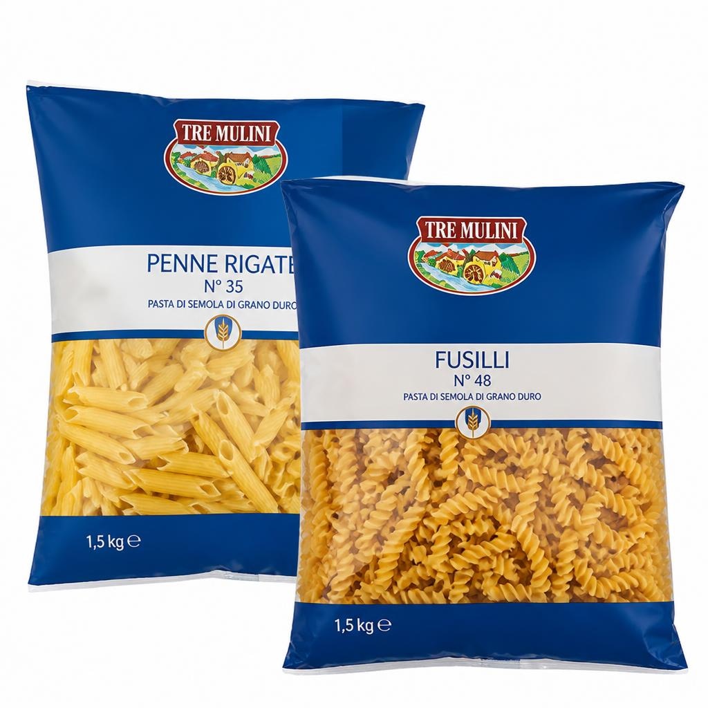Tre Mulini tjestenina penne rigate/fusilli 1,5 kg Akcija u trgovini Eurospin