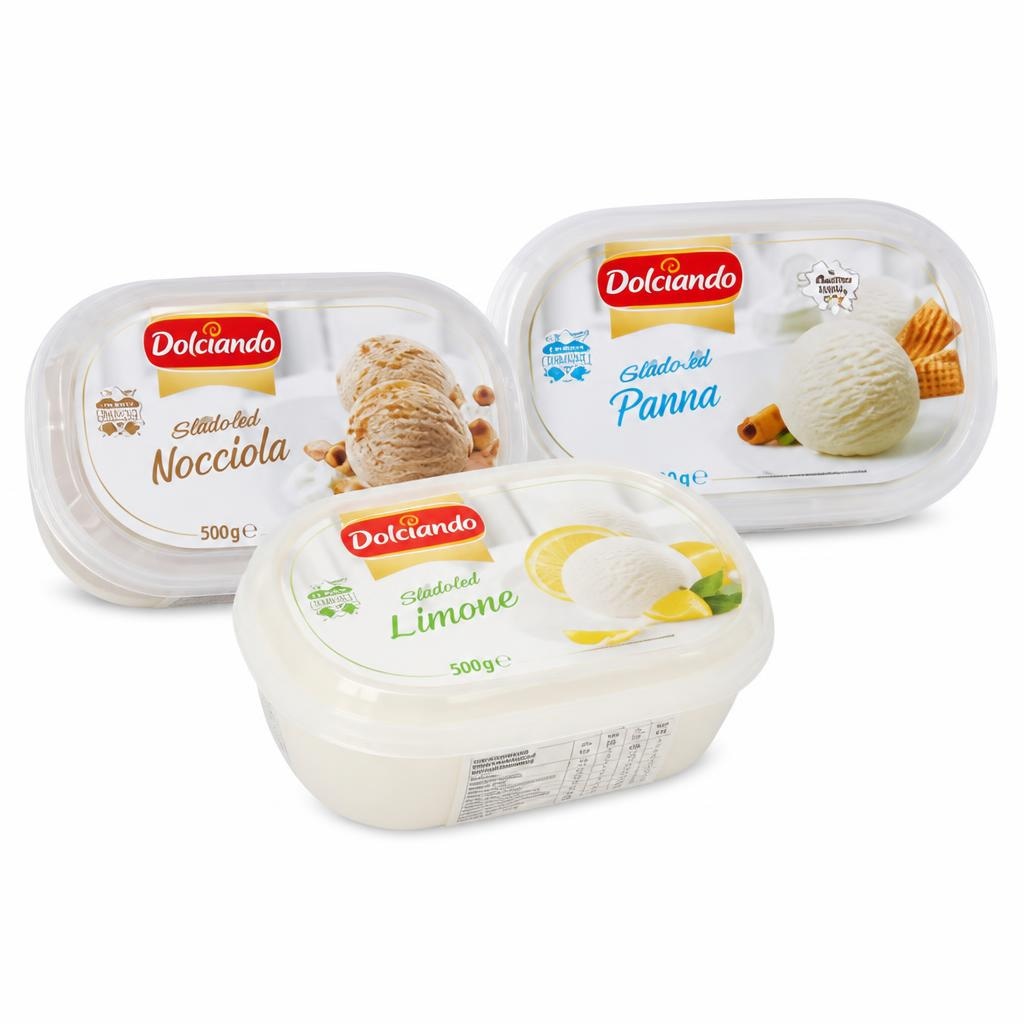 Sladoled šlag/lješnjak/limun 500 g Dolciando Akcija u trgovini Eurospin