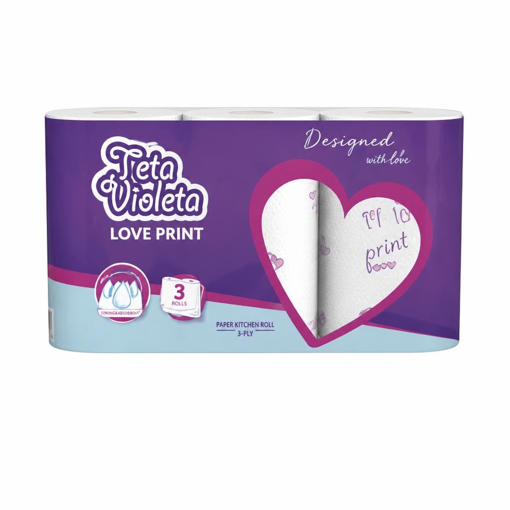 Teta Violeta papirnati ručnik love print 3 role Akcija u trgovini Konzum