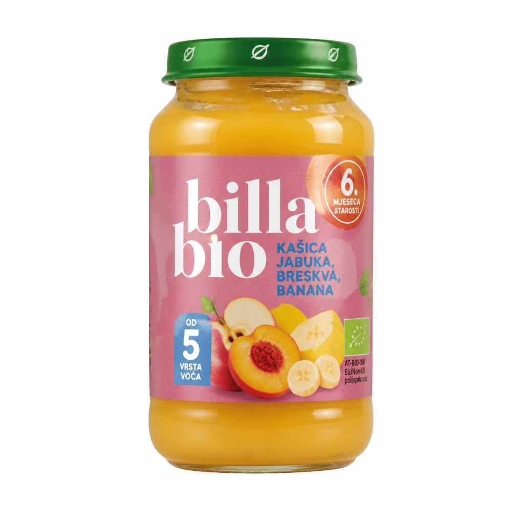 Kašica jabuka / breskva / banana 190 g Billa Bio Akcija u trgovini Bipa