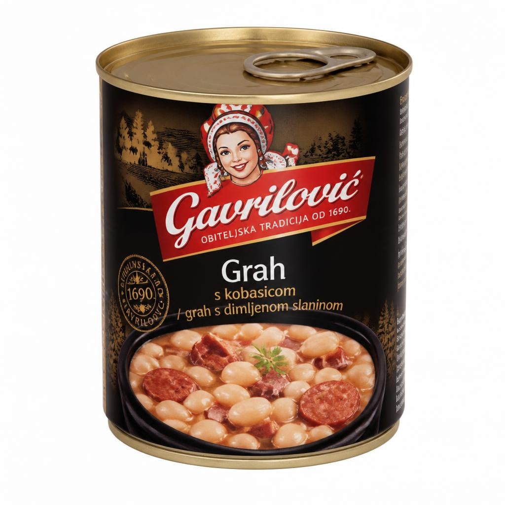 Gavrilović grah s kobasicom / grah s dimljenom slaninom 300 g Akcija u trgovini Gavranović
