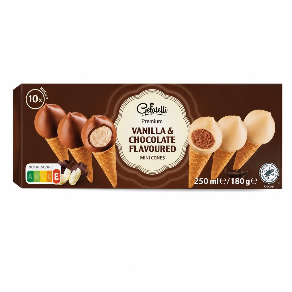 Gelatelli Mini kornet sladoled 10 x 25 ml - Akcija u trgovini Lidl