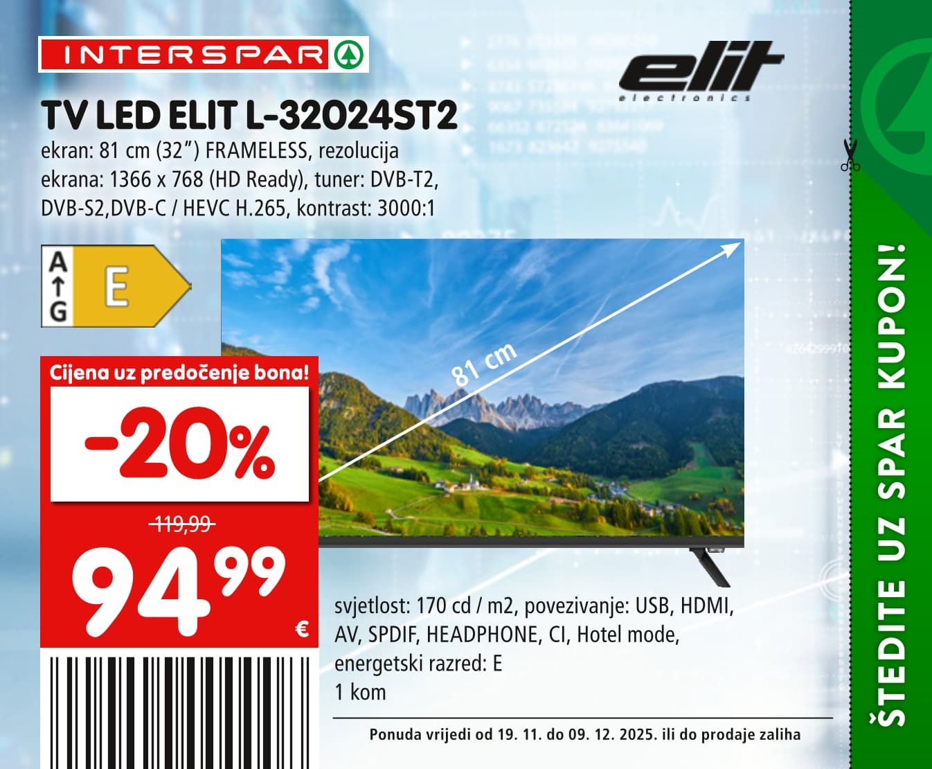 Stranica 28. Interspar kataloga - Akcije od 19.11. do 09.12.2025.