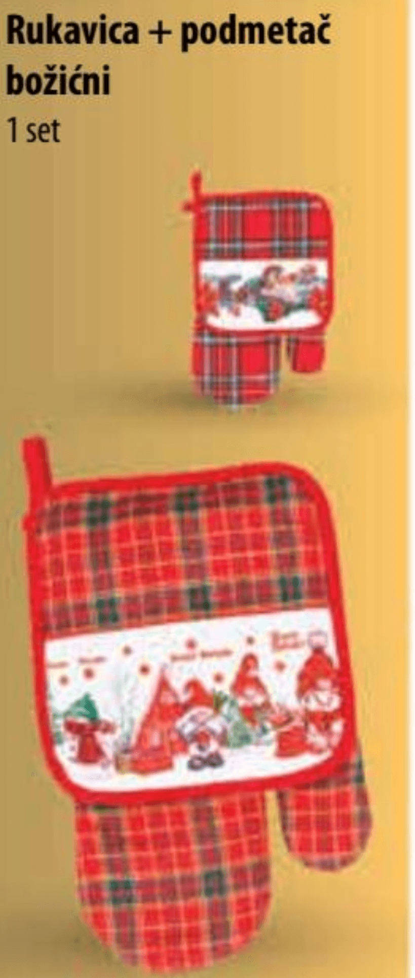 Rukavica + podmetač božićni 1 set