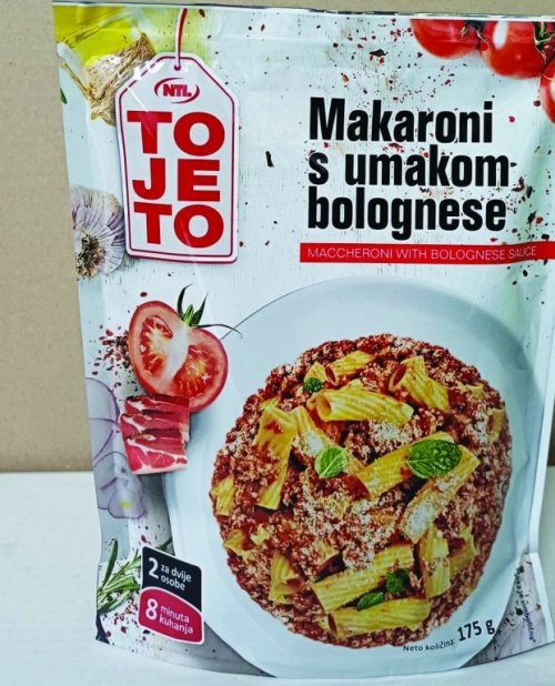 Rižoto s umakom od gljiva, makaroni s umakom bolognese 175 g
