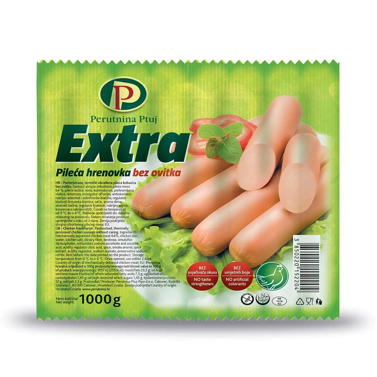 Pileća hrenovka Extra Perutnina 1000g Perutnina Ptuj - Akcija u trgovini Vrutak