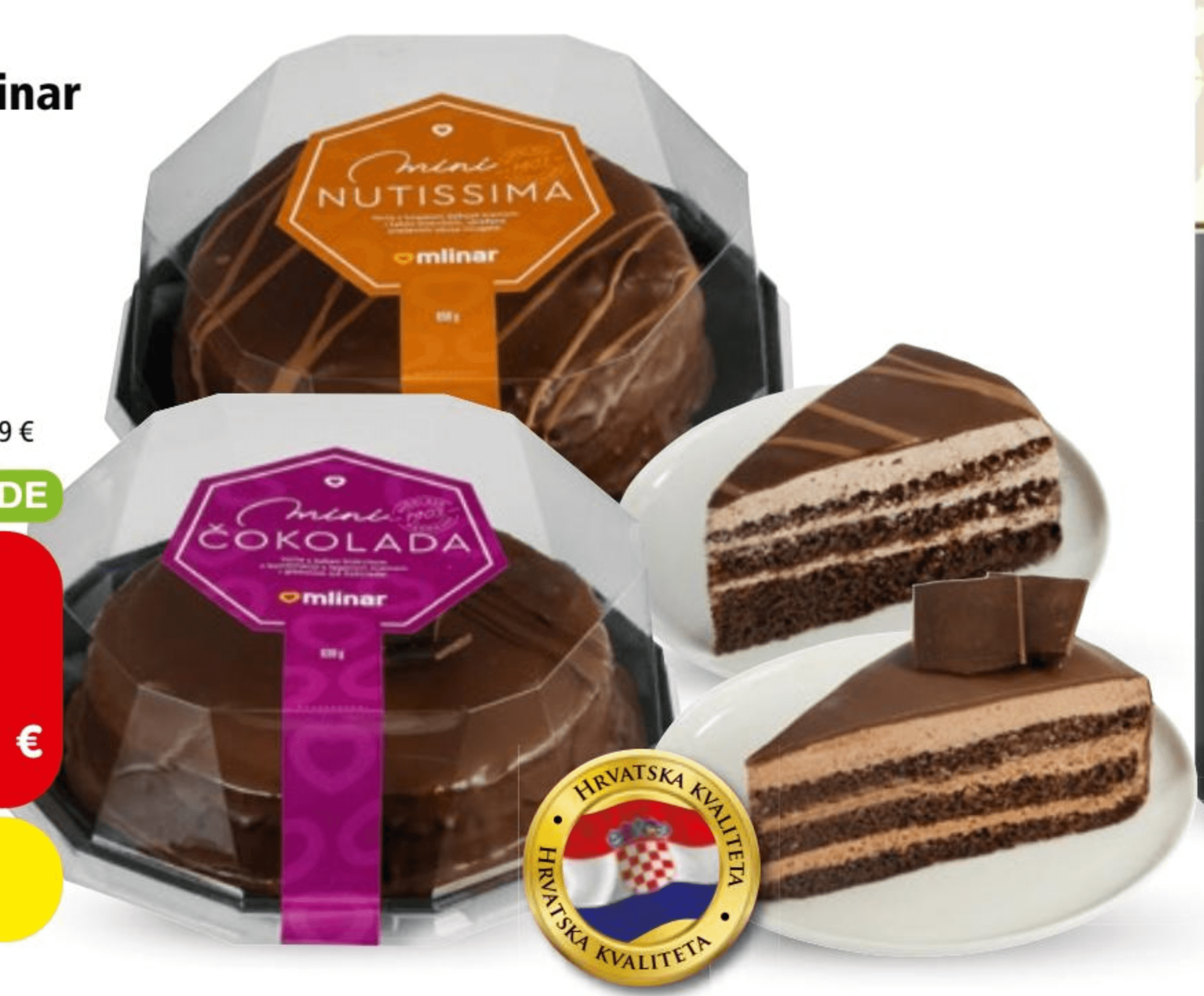 Mini torta Mlinar 630 g (čokoladna), 650 g (nutissima)