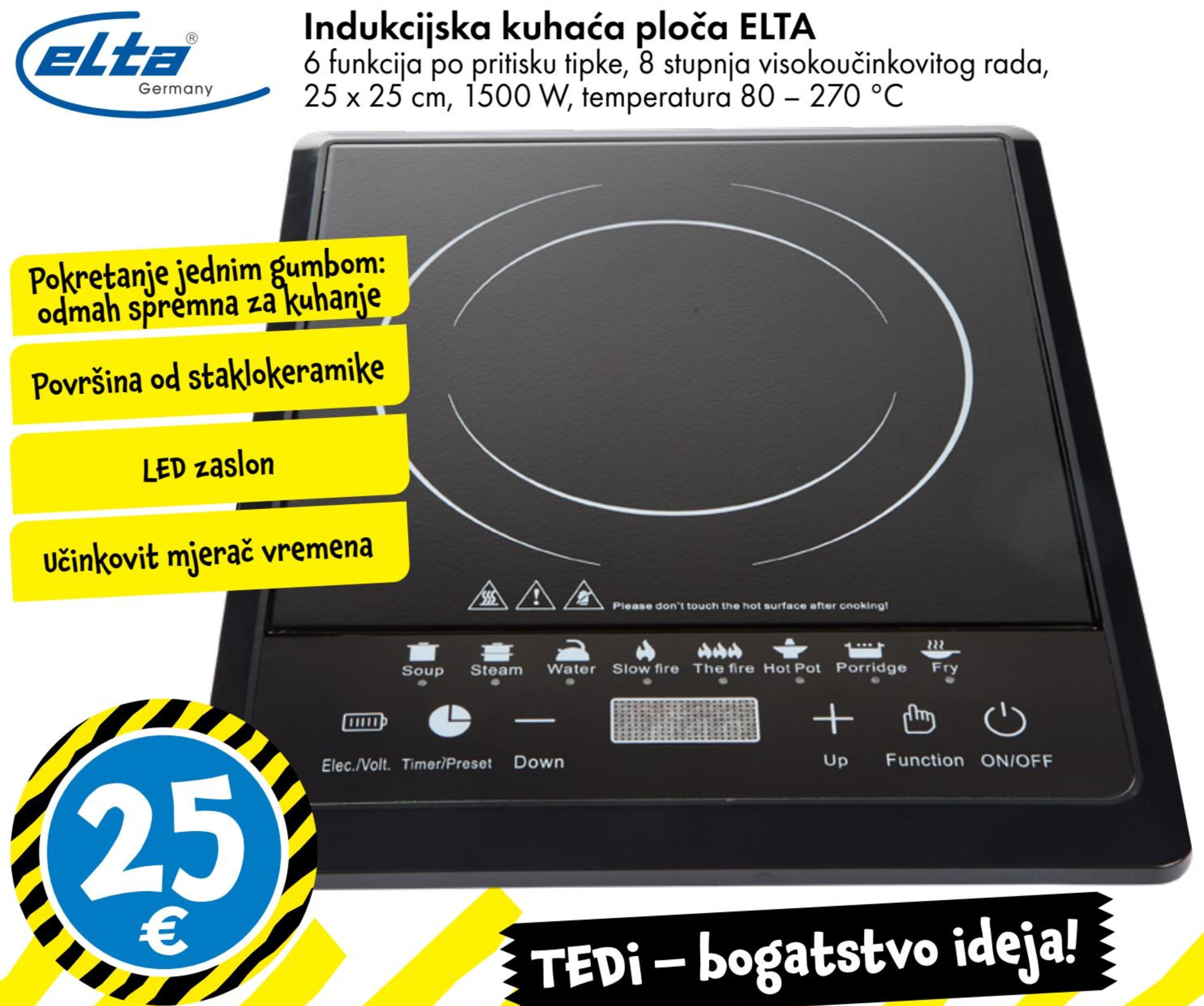Indukcijska kuhaća ploča elta - Akcija u trgovini Tedi