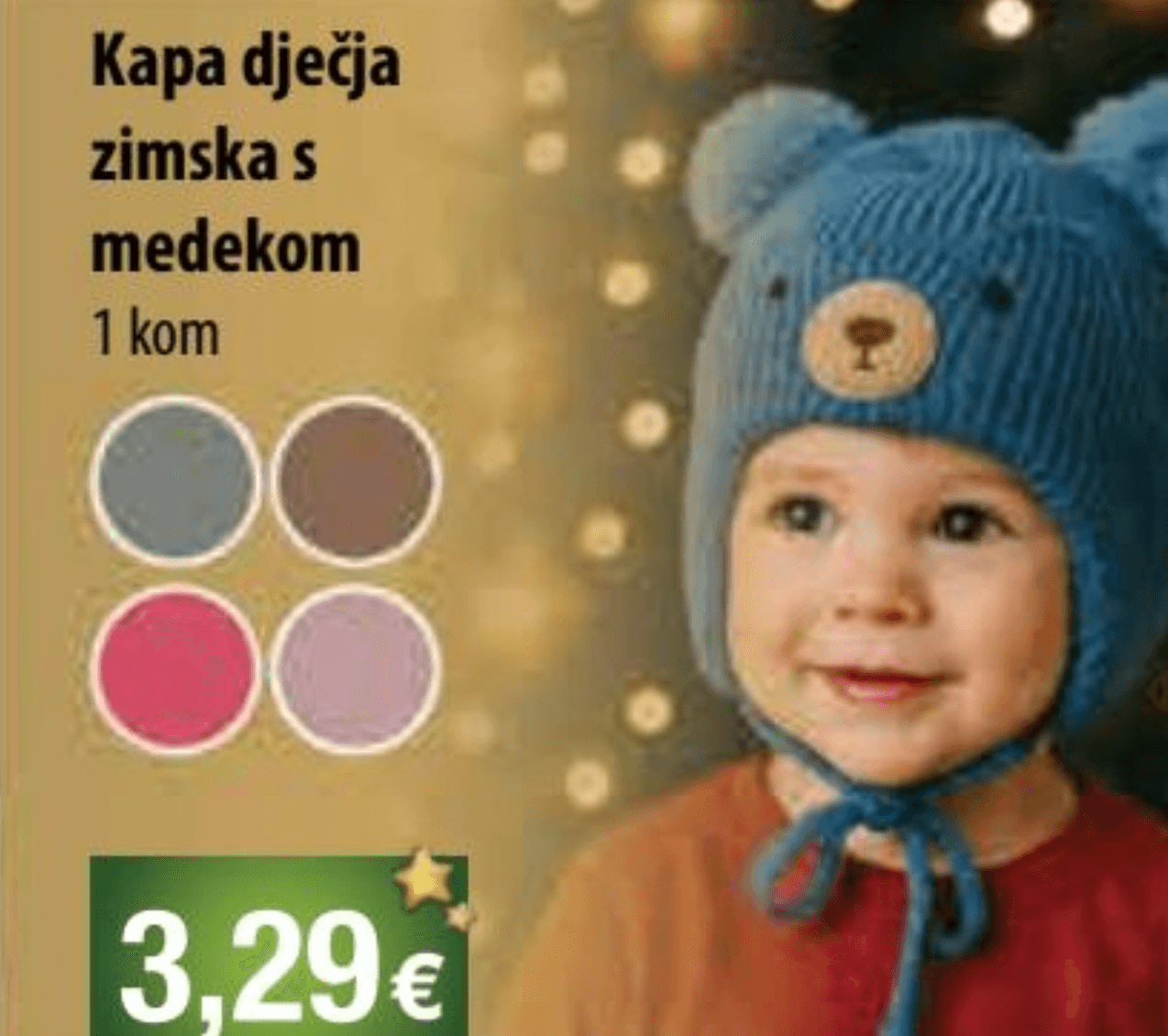 Kapa dječja zimska s medekom 1 kom