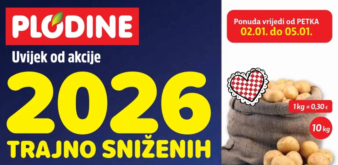 Najnovije ponude iz Plodine kataloga Akcijska ponuda za razdoblje 02.01. do 05.01.2026