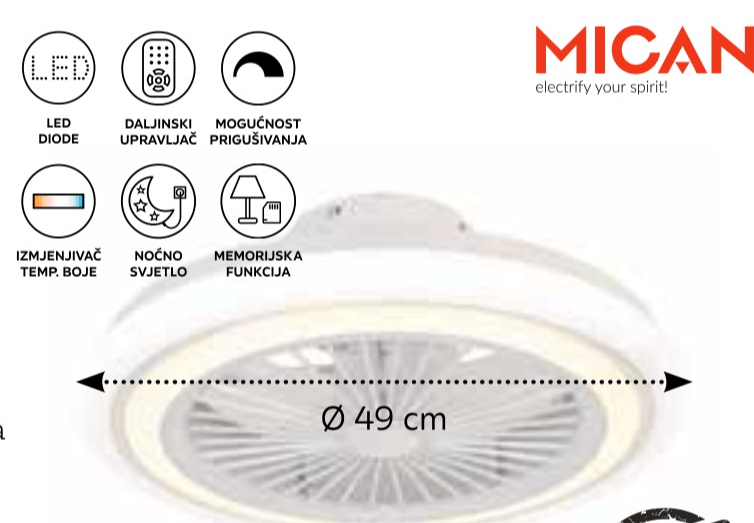 Stropni ventilator s LED svjetlom Danijel - Akcija u trgovini Lesnina