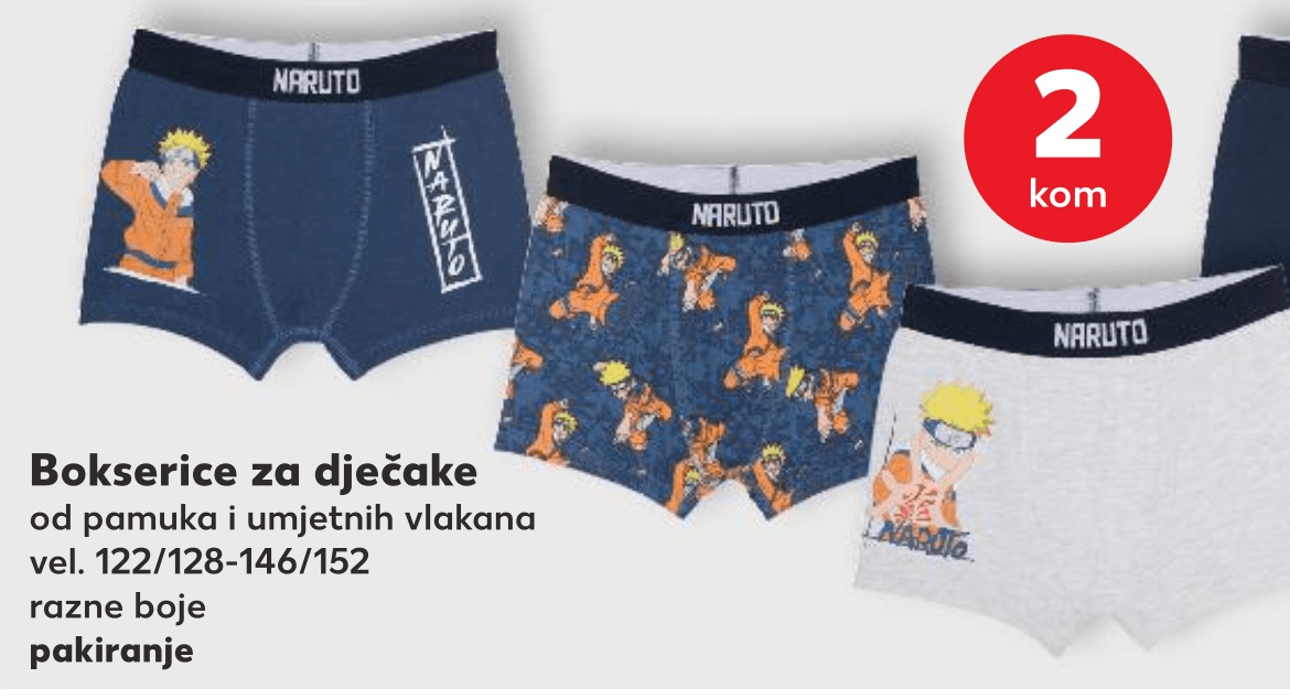 Naruto Bokserice za dječake 2 kom - Akcija u trgovini Kaufland