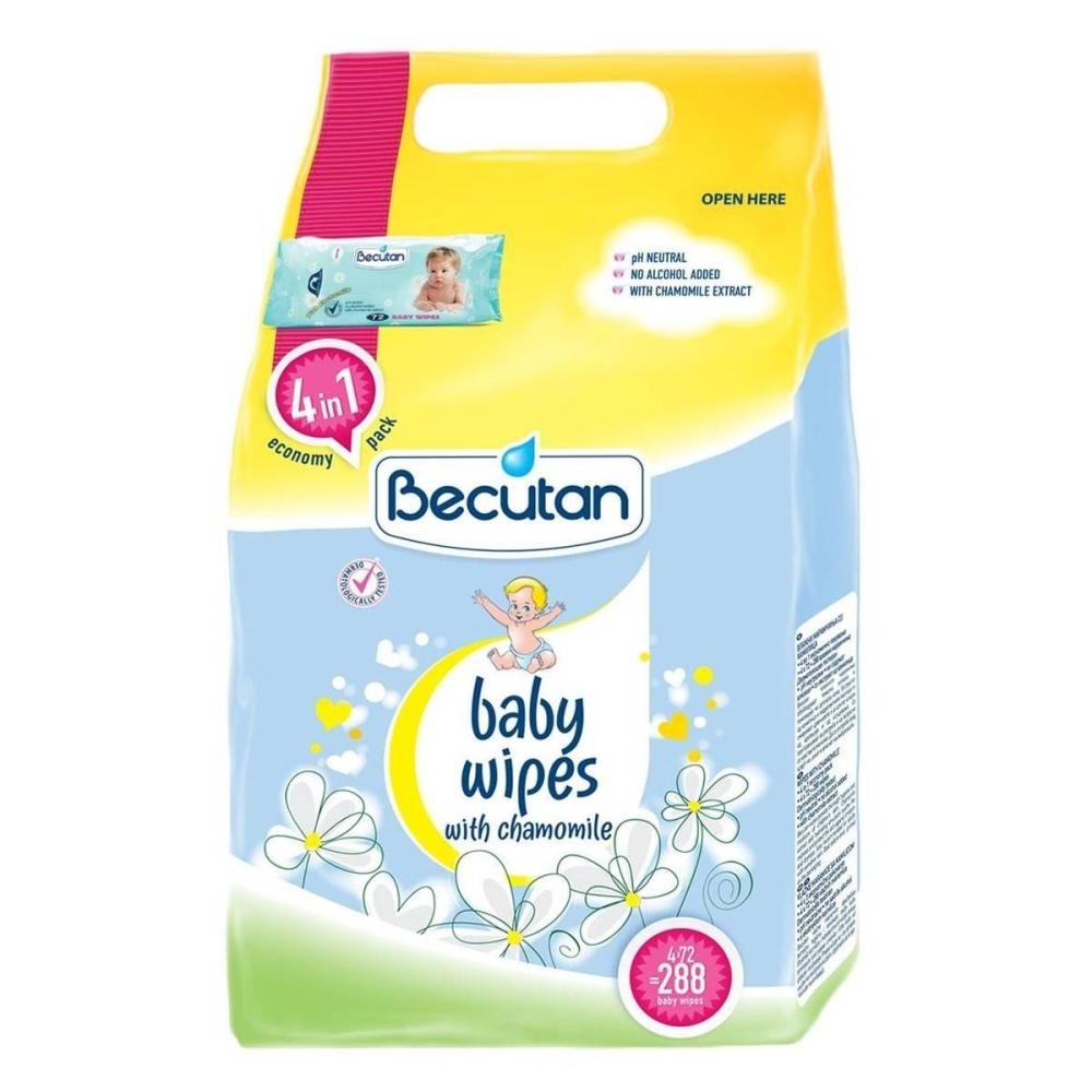 Becutan Vlažne maramice za bebe 4x72 kom - Akcija u trgovini Bipa