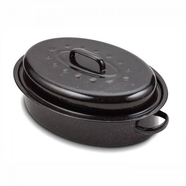 Crni emajlirani pekač s poklopcem 1 kom