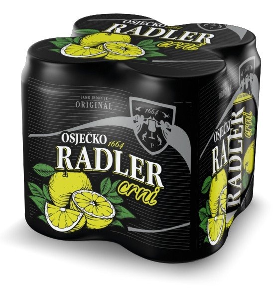 Pivo Osječko Crni radler 4 x 0,5 L