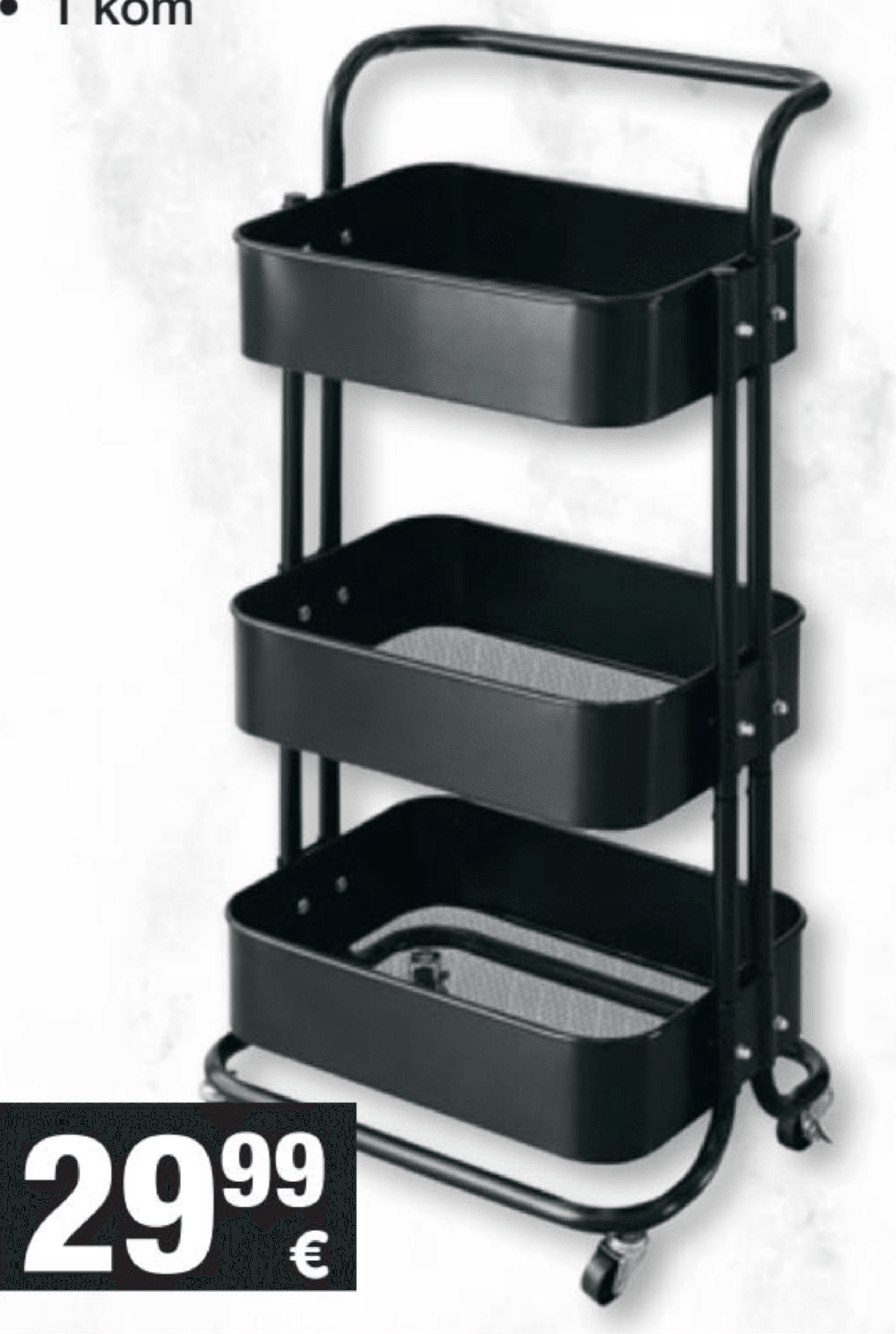 Metalna polica s kotačićima i ručkom Bob 1 kom