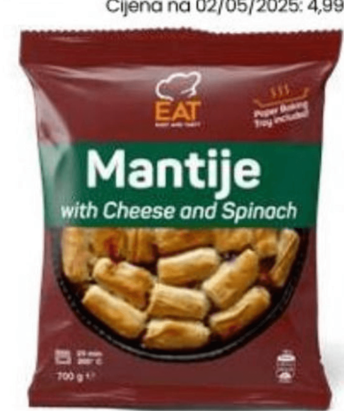 Mantije sa sirom i špinatom 700 g