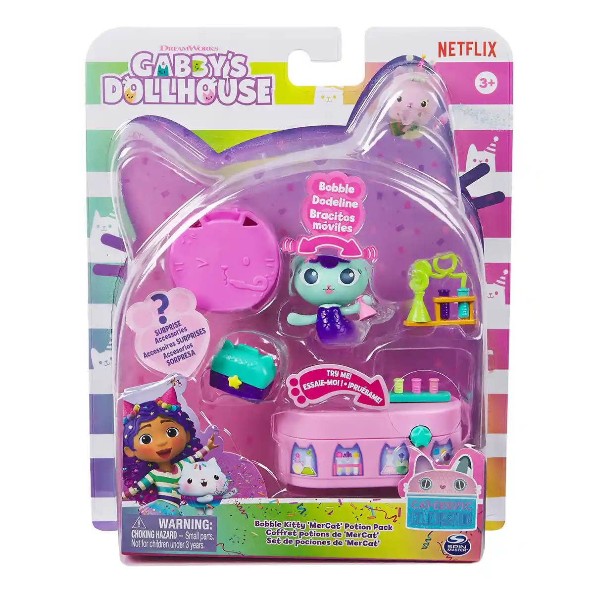 Gabby Dollhouse Bobble Kitty Mercat paket s napitkom