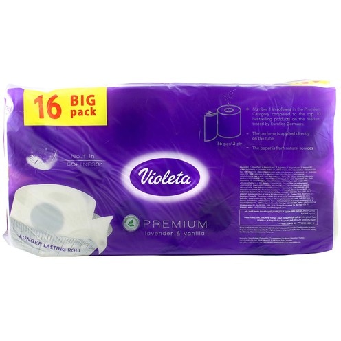 Violeta Natural toaletni papir troslojni 16 rola - Akcija u trgovini Ribola