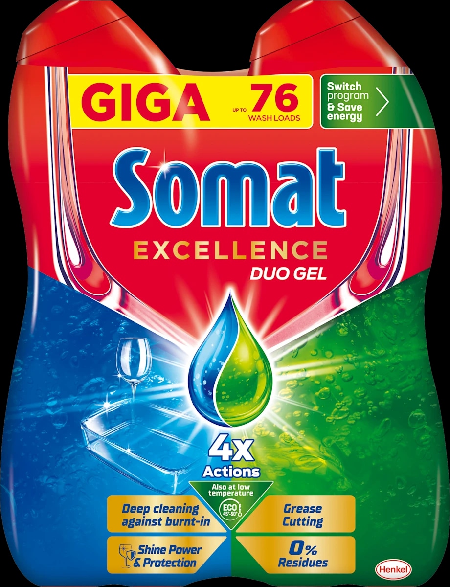SOMAT Excellence duo gel za strojno pranje posuđa 114 pranja, 2,06 l - Akcija u trgovini Bipa