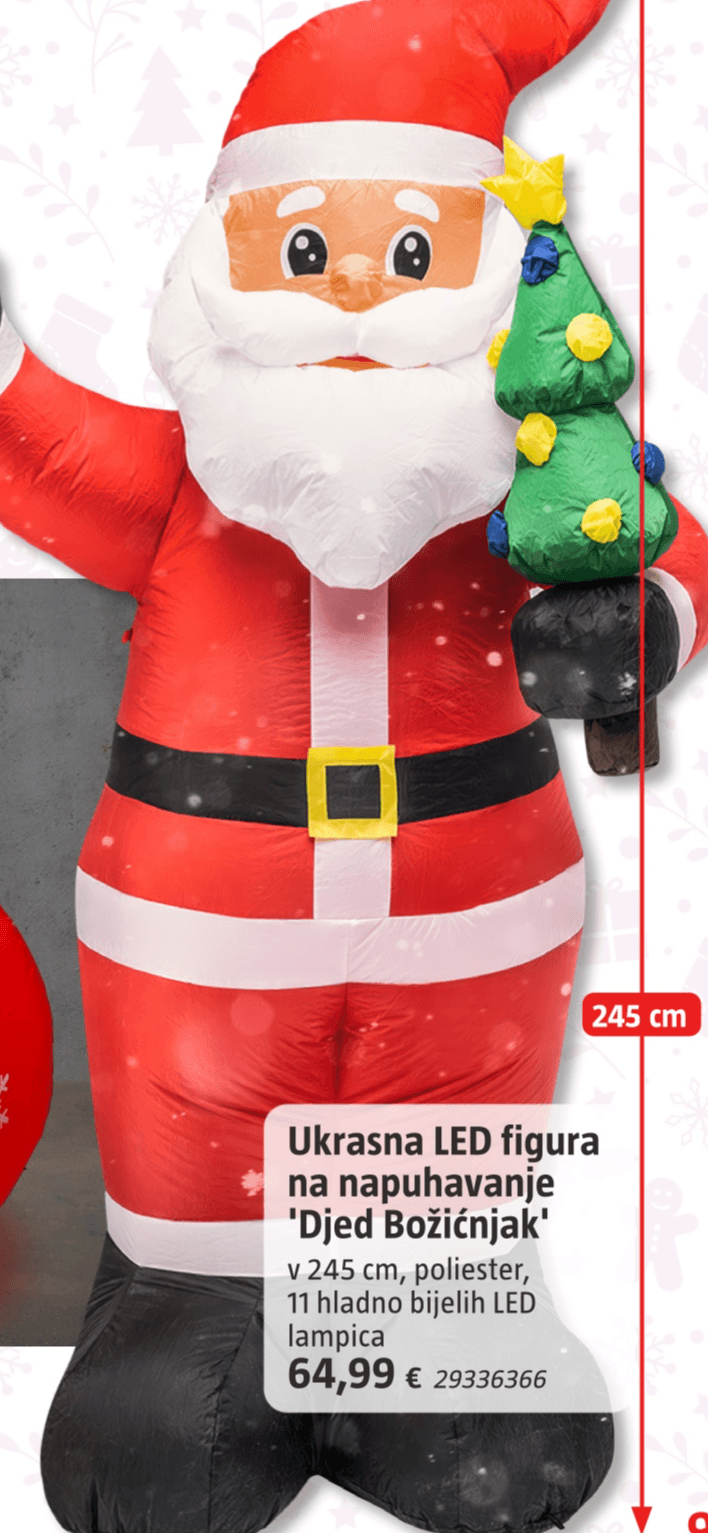 Ukrasna LED figura na napuhavanje 'Djed Božićnjak'