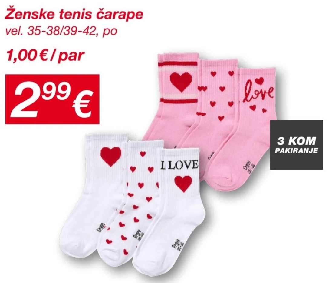 Ženske tenis čarape 3 kom - Akcija u trgovini Kik