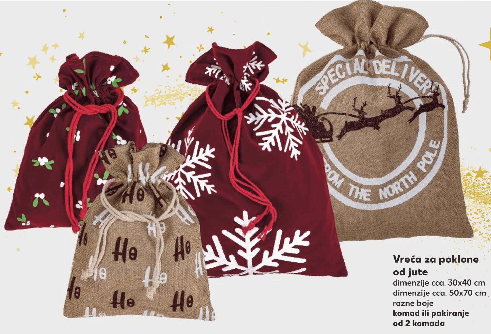 Vreća za poklone od jute 1 komad