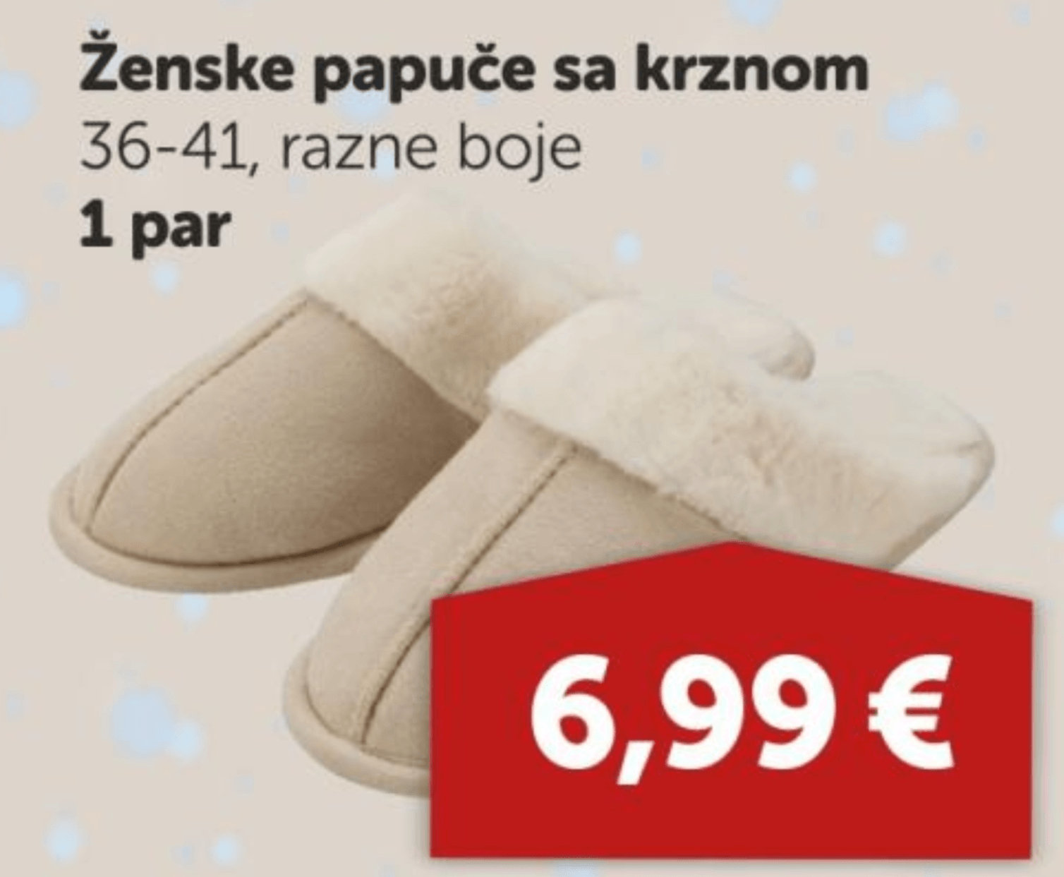 Ženske papuče sa krznom 1 par