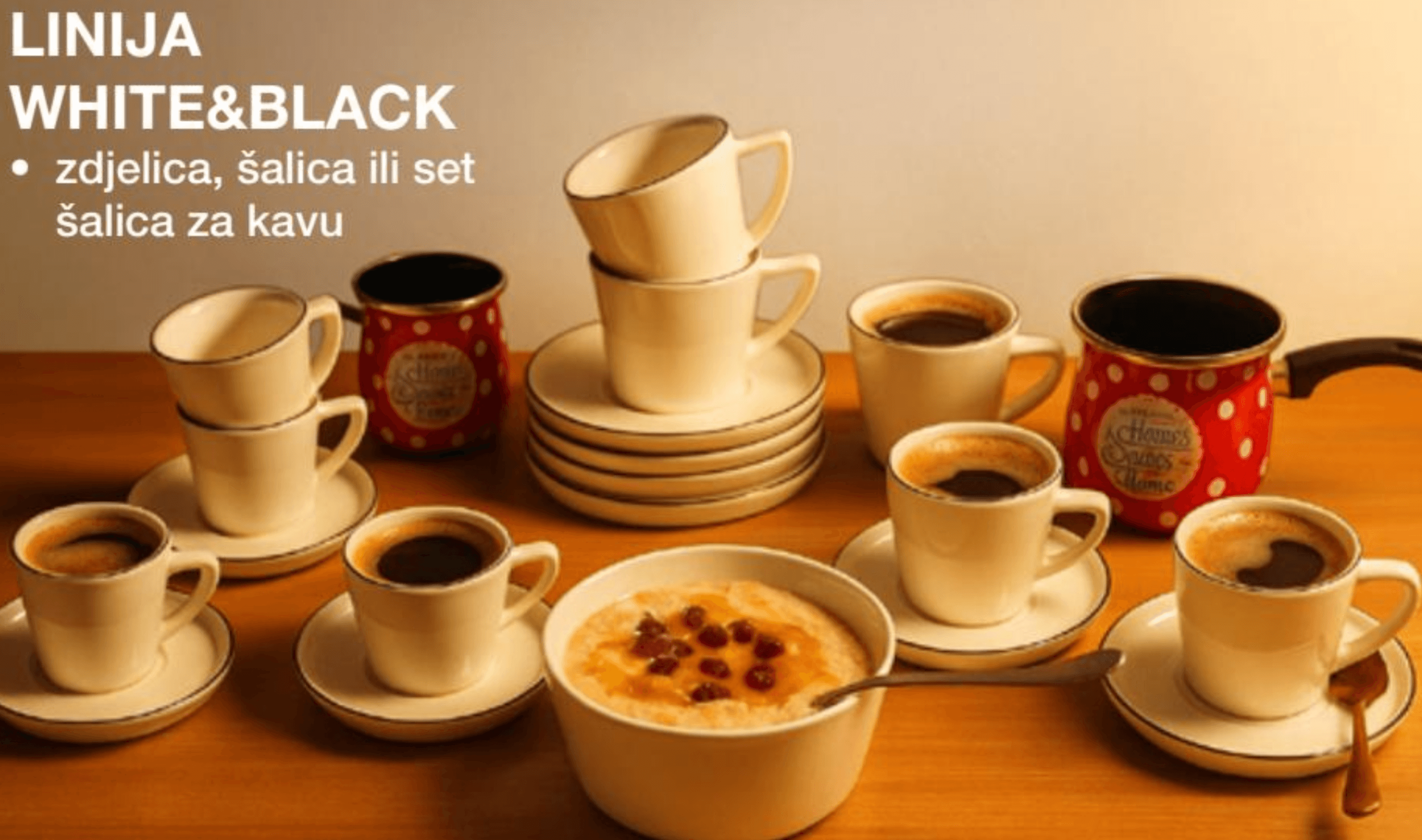 Set šalica za kavu White&Black s tanjurićima 6x110 ml