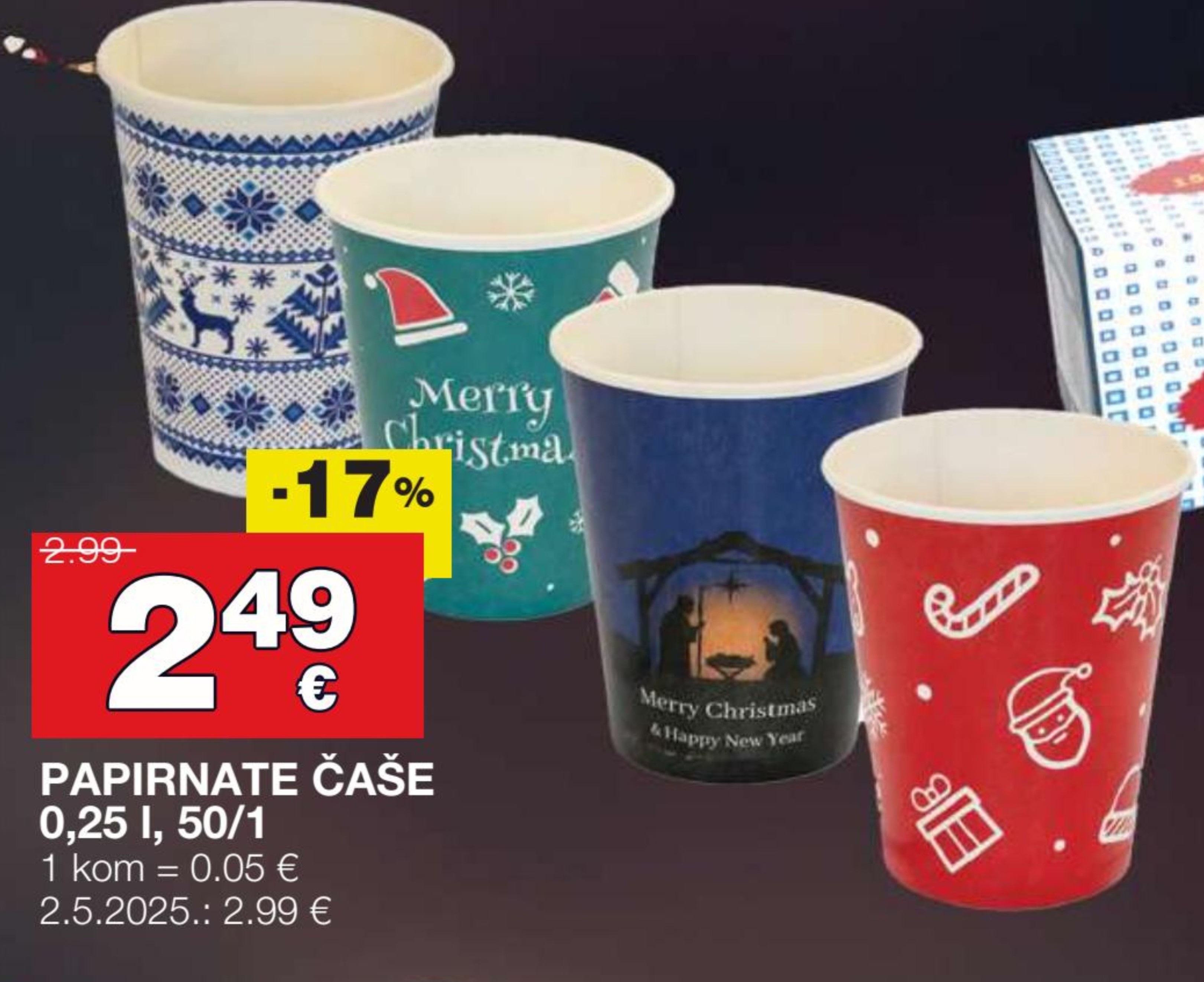 Papirnate čaše 0,25 l, 50/1