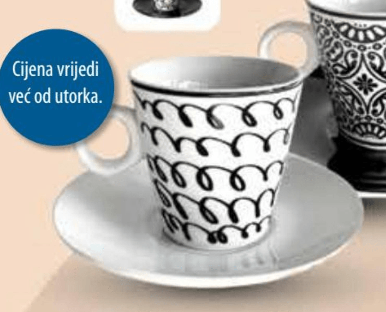 Šalica s tanjurićem 4 kom, 1 set