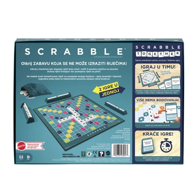 Društvena igra Scrabble Original 2u1