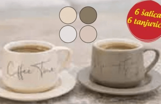 Set šalica s tanjurićima 1 set (6 šalica, 6 tanjurića) - Akcija u trgovini Ribola