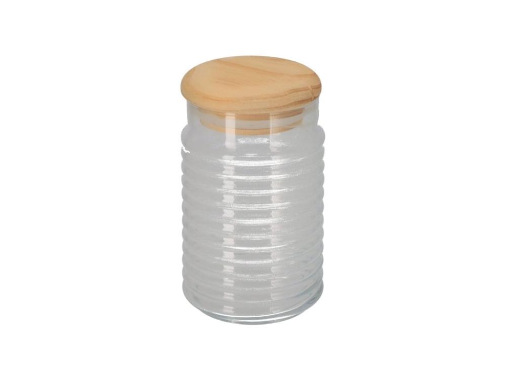 Staklena posuda s drvenim poklopcem 1L