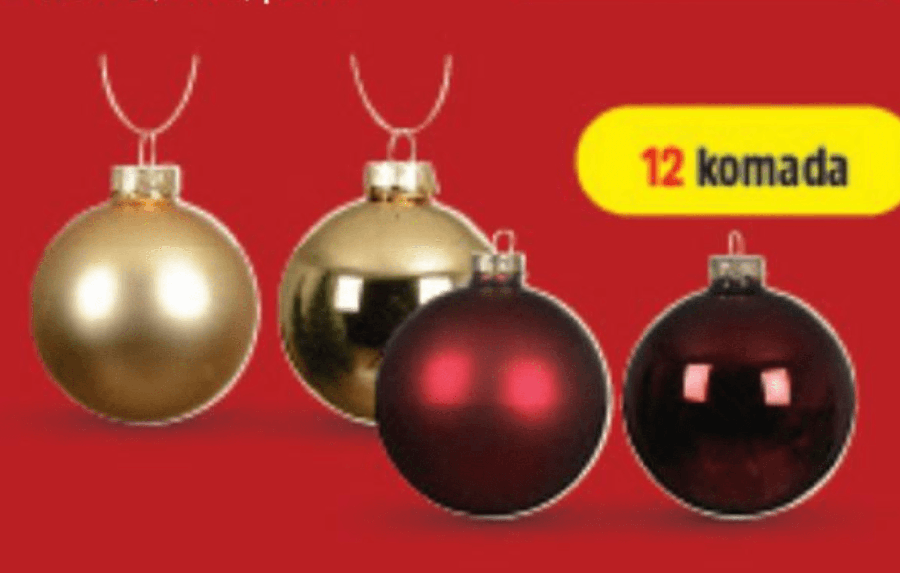 Božićne staklene kuglice 12 komada